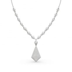 Jeulia "Gorgeous Beauty" Art Deco Marquise Cut Sterling Silver Necklace