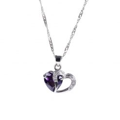 Jeulia Heart Cut Sterling Silver Pendant Necklace