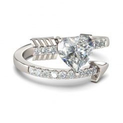 Jeulia "The Arrow of Cupid" Heart Cut Sterling Silver Ring