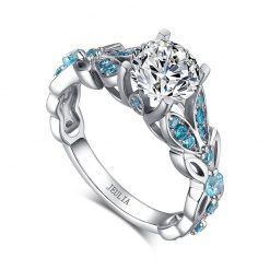 Jeulia Butterfly Round Cut Sterling Silver Ring
