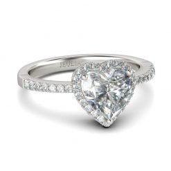 Jeulia Halo Heart Cut Sterling Silver Ring