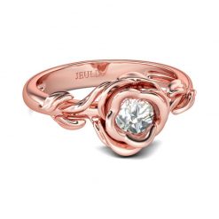Jeulia Rose Gold Tone Flower Design Round Cut Sterling Silver Ring
