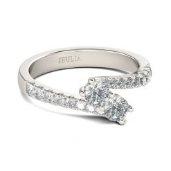 Jeulia Two Stone Round Cut Sterling Silver Ring