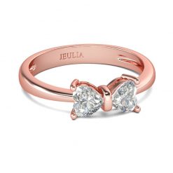 Jeulia Bowknot Heart Cut Sterling Silver Ring