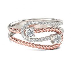 Jeulia Two Stone Knot Round Cut Sterling Silver Ring