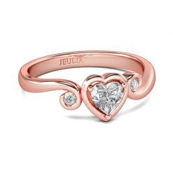 Jeulia Three Stone Heart Cut Sterling Silver Ring