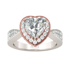Jeulia Vintage Halo Heart Cut Sterling Silver Ring