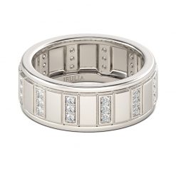 Jeulia Classic Round Cut Sterling Silver Men's Band
