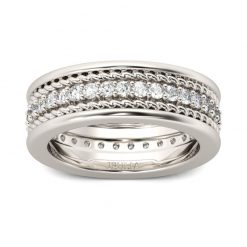 Jeulia Rope Round Cut Sterling Silver Men's Band