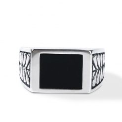 Jeulia Classic Sterling Silver Signet Ring