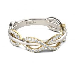 Jeulia Two Tone Interwoven Sterling Silver Women's Band