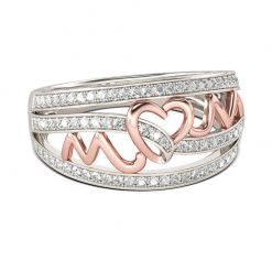 Jeulia Mom's Heartbeat Sterling Silver Band