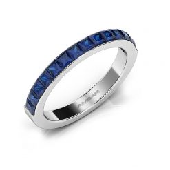 Invisible Setting Ring, Square Cut Blue Sapphire
