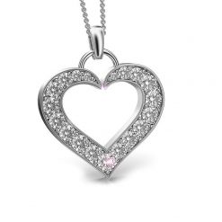 White Gold Heart Pendant -Swan Love