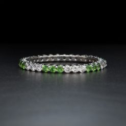 Green Tsavorite and Diamond Eternity Ring