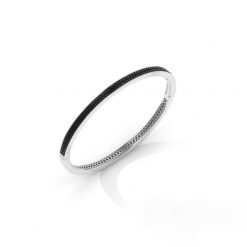 Two-Row Black Diamond Hinged Bangle Bracelet