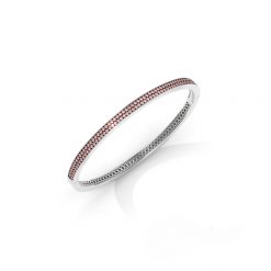 Two-Row Pink Sapphire Hinged Bangle Bracelet