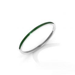 Two Row Green Emerald Hinged Bangle Bracelet