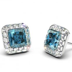 Blue Light Box Diamond Stud Earrings Blaze Frame