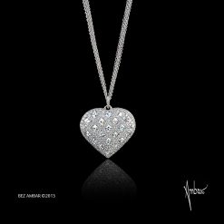 Large Heart Necklace Pave and Blaze Diamonds