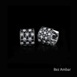 Five Row Hug Earrings with Black and White Diamonds