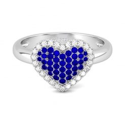 Jeulia Heart Shape Round Cut Sterling Silver Ring
