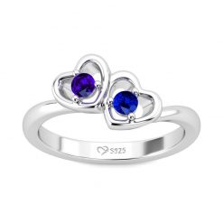 Jeulia Heart Design Round Cut Sterling Silver Ring