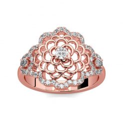 Jeulia Floral Round Cut Sterling Silver Ring