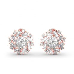 Jeulia Sunshine Round Cut Sterling Silver Stud Earrings