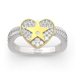 Jeulia "A Star Is Born" Sterling Silver Heart Ring