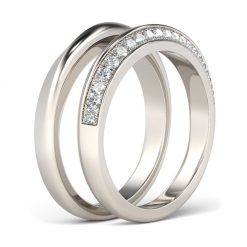 Jeulia Stylish Design Round Cut Sterling Silver Band Set
