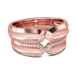 Jeulia Rose Gold Tone Round Cut Sterling Silver Band Set