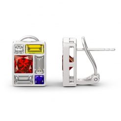Jeulia Mondrian Composition Inspired Sterling Silver Earrings