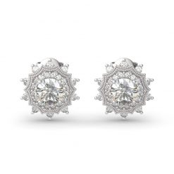 Jeulia "Winter Love" Snowflake Round Cut Sterling Silver Earrings