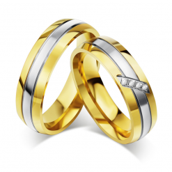 Jeulia Two Tone Titanium Steel Couple Rings