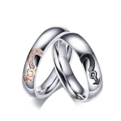 Jeulia Heart Couple Rings Titanium Steel