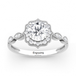 Jeulia Moissanite Halo Round Cut Vintage Gold Ring