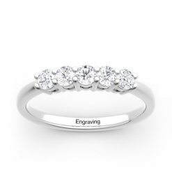 Jeulia Moissanite Five Stone Round Cut Gold Band