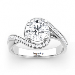 Jeulia Moissanite Twist Halo Round Cut Gold Ring