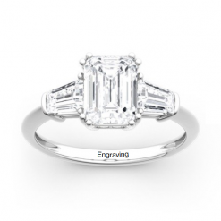Jeulia Moissanite Three Stone Emerald Cut Gold Ring