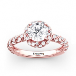 Jeulia Moissanite Floral Halo Round Cut Gold Ring