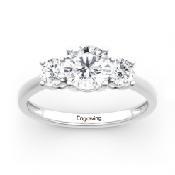 Jeulia Moissanite Three Stone Round Cut Gold Ring