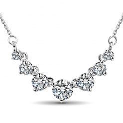 Jeulia Classic Round Cut Stone Pendant Sterling Silver Necklace