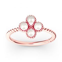 Jeulia Clover Cultured Pearl Sterling Silver Ring
