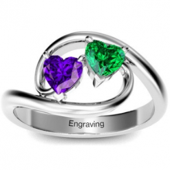 Jeulia Two Stone Bypass Heart Cut Sterling Silver Ring