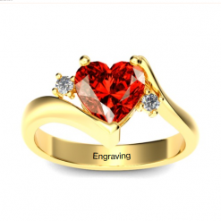 Jeulia Bypass Three Stone Heart Cut Sterling Silver Ring
