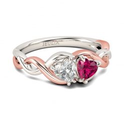 Jeulia Two Tone Twist Heart Cut Sterling Silver Ring