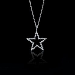 Open Frame Diamond Star Necklace