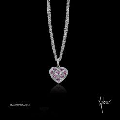 Pink Sapphires Heart Shaped Windows Pendant