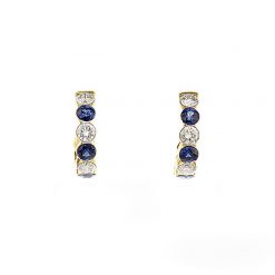 Diamond and Blue Sapphire Earrings Invisible Setting